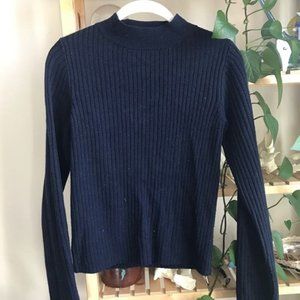 Navy Ribbed Mocktop Sweater